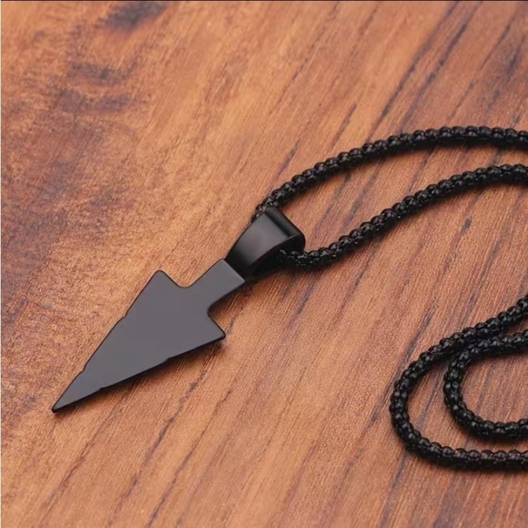 NEW - Unisex Men’s Spearhead Pendant Necklace (Zinc Alloy / Black) - Picture 3 of 6